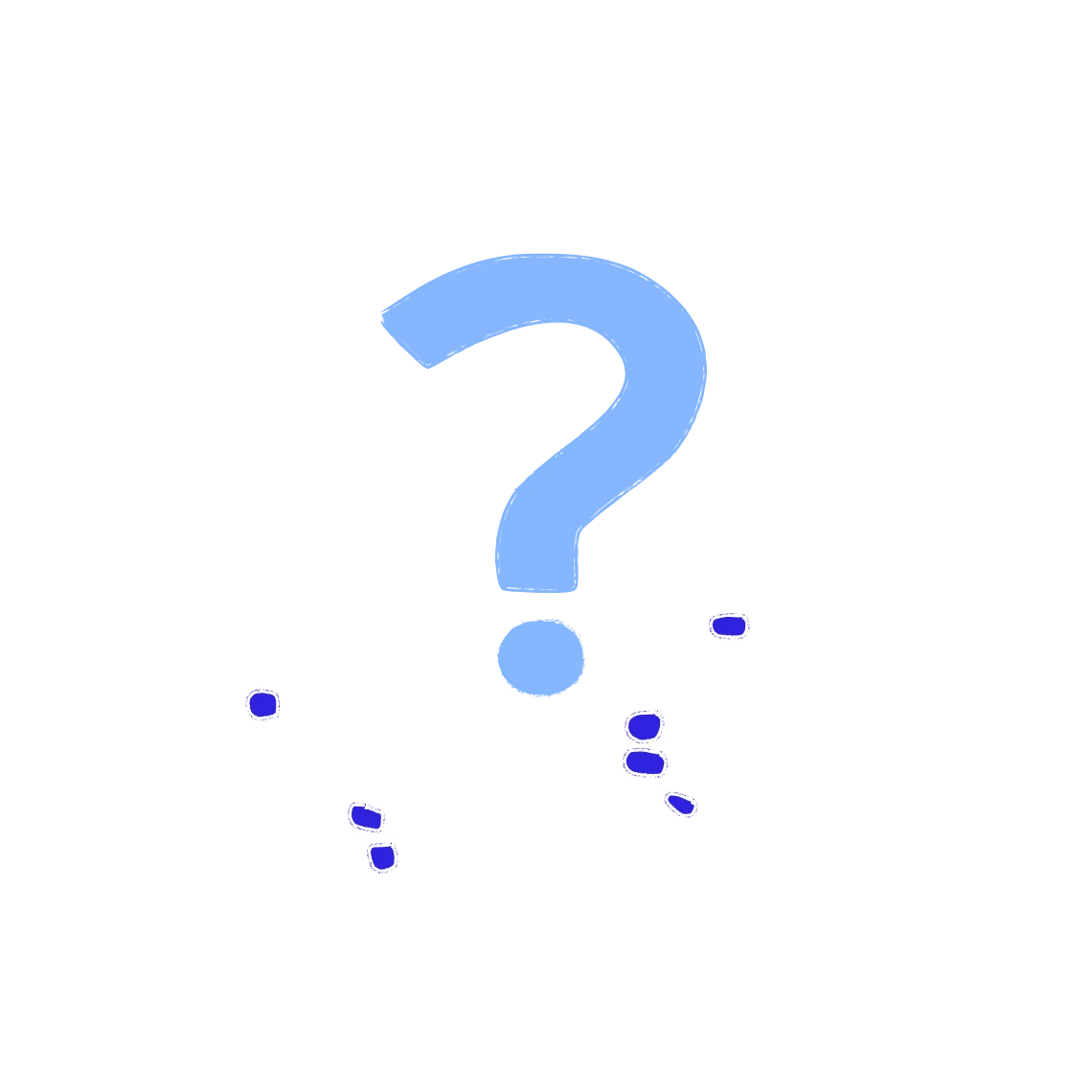 Woman holding tablet with glowing question mark on screen