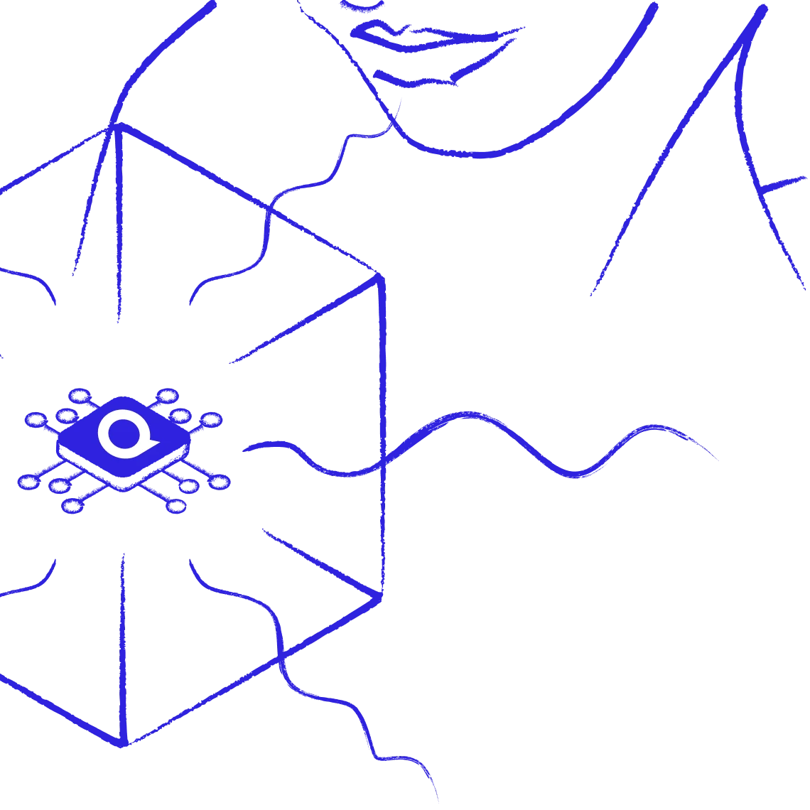 Abstract visualization of quantum energy and human presence